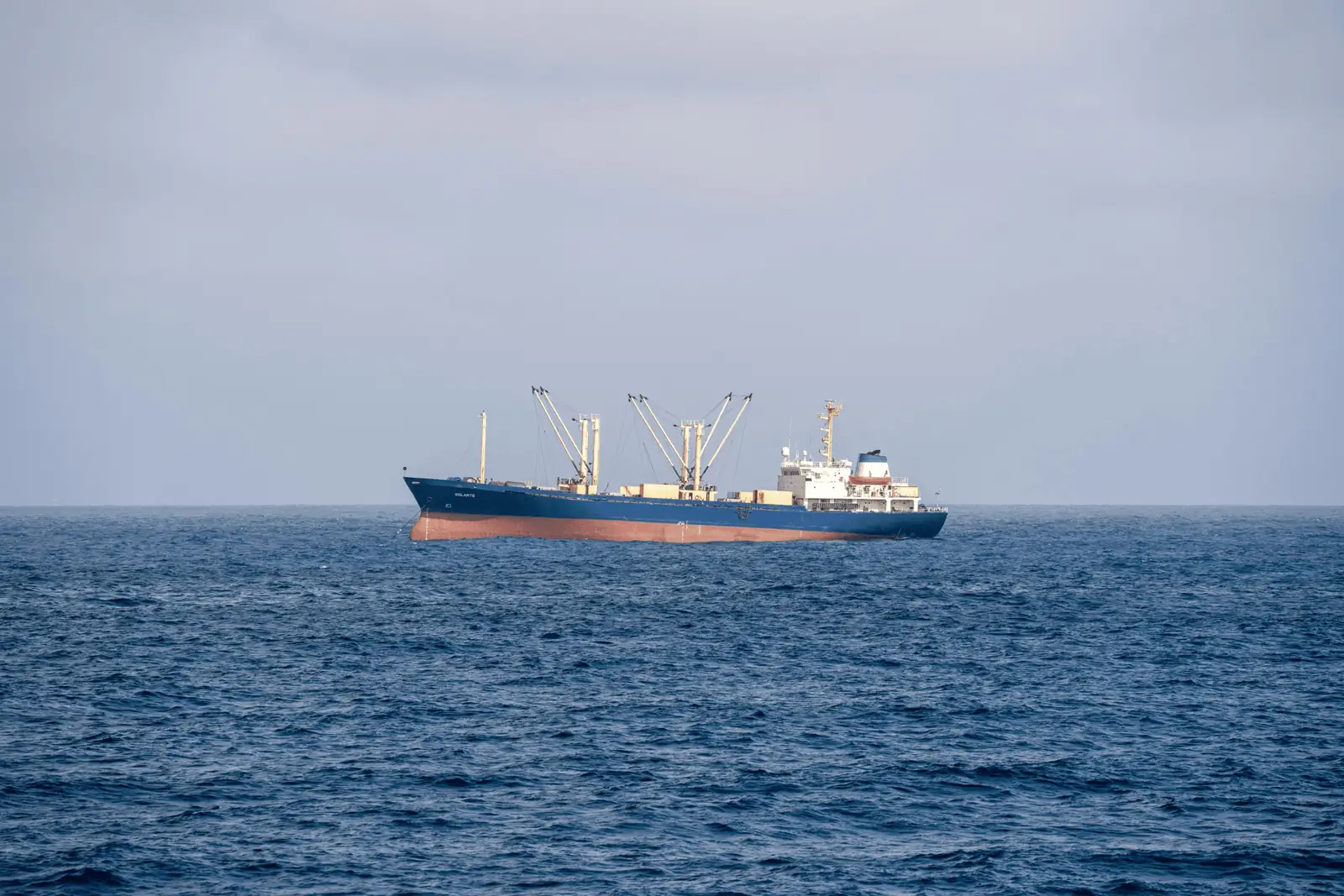 Cargo vessel on the open Mediterranean